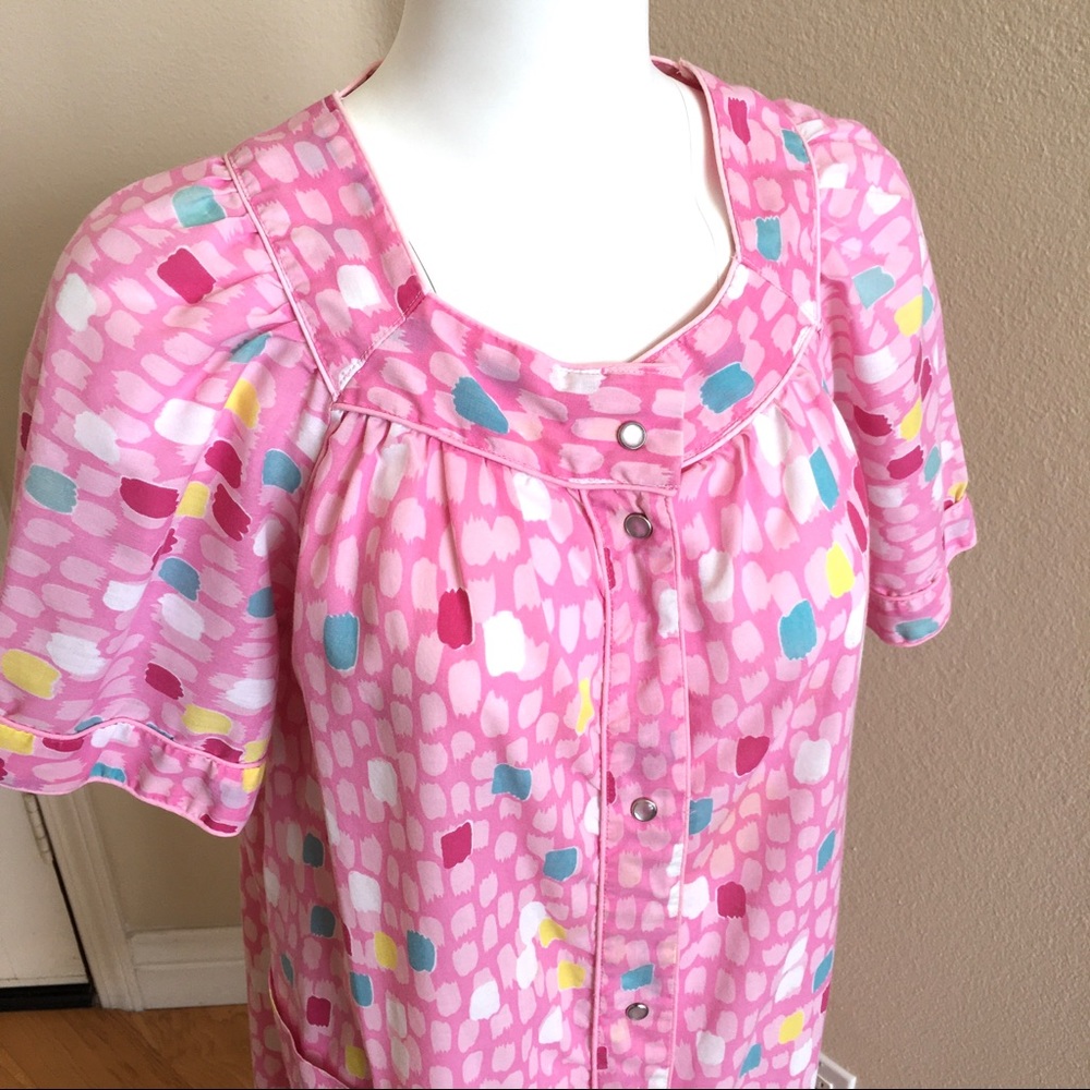 Vintage Spotlight House Coat Small Pink Cotton Snaps